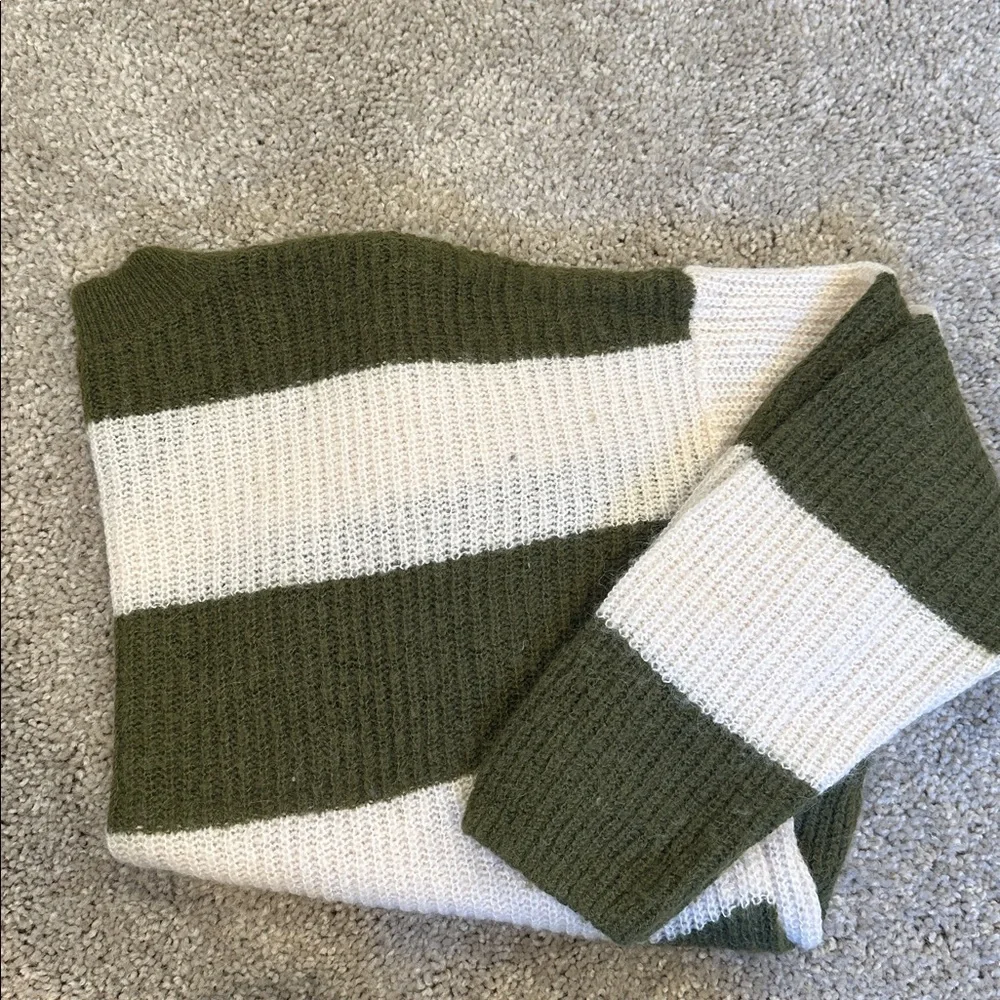 Madewell Rosario Sweater Olive Green Stripe - Picture 4 of 4